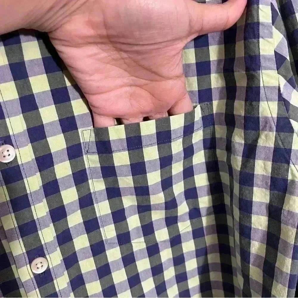 CHARLES TYRWHITT Slim Fit Check Green & Blue Men’s Button Down | size large - Picture 4 of 6